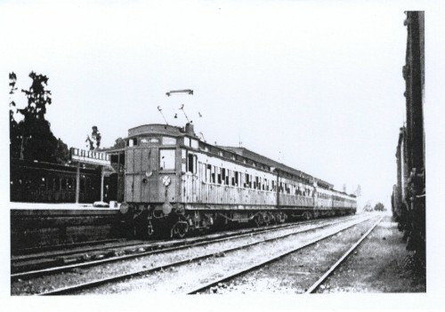 Greeting card — Tait class train (aka “Red Rattler”) — c1940 cover